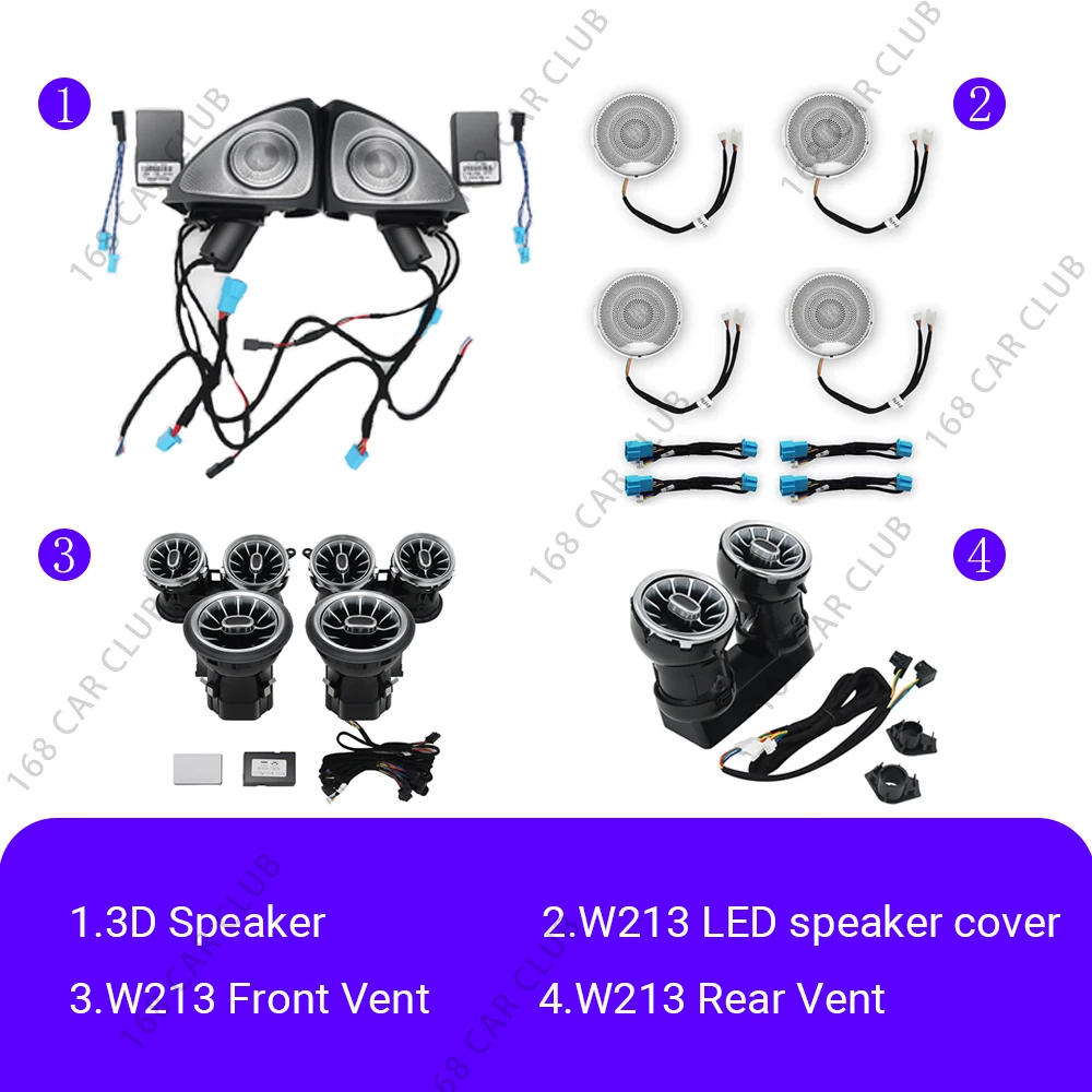 Led Lucht Ventilatieopeningen 3d Draai Tweeter Luidspreker Voor Mercedes Benz W213 W238 E53 E63 E-Coupe Auto 64 Kleuren Lnterior Decoratieve Verlichting