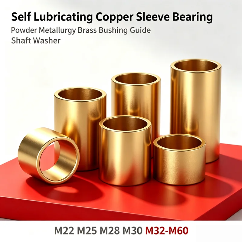 Self Lubricating Sleeve Bearing M22 M25 M28 M30 M32-M60, Powder Metallurgy Brass Bushing Guide Shaft Washer