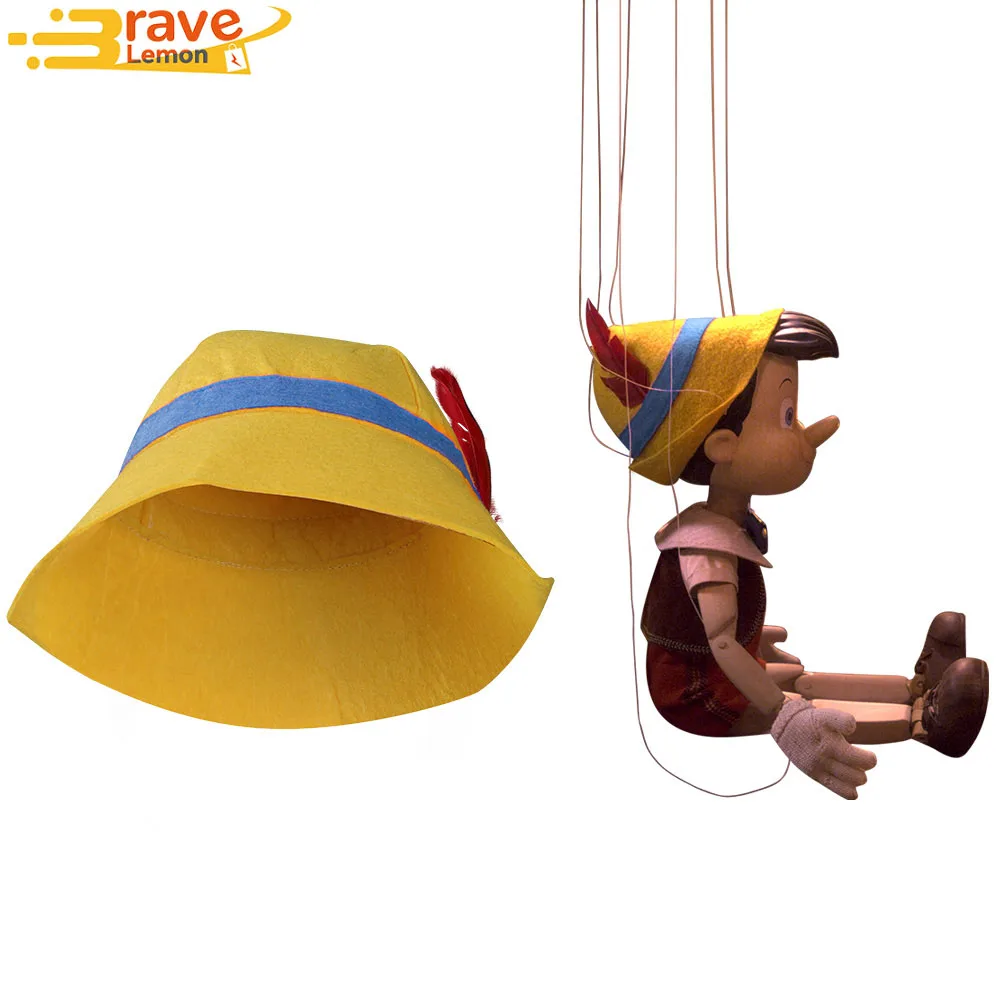 Kids Children Pino Cosplay Cchio Cap Hat Movie Costume Accessories Prop for Girls Boys Fancy Disguise Heawear Halloween Carnival