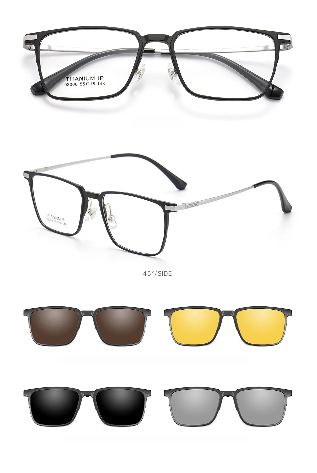 YIMARUILI Ultraleichte polarisierte magnetische Clip-On-Brille für Männer und Frauen, TR90, optische Brillengestelle aus reinem Titan – Detail 9