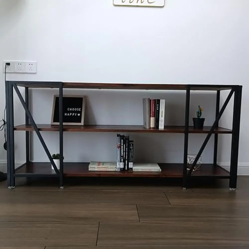 Estantería Industrial de madera maciza para oficina, sala de estar, dormitorio, estilo rústico de granja, sofá, mesa, estantes de libros ajustables y 3 estantes