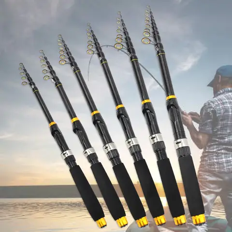 1.8m-3.6m Carbon Fiber Fishing Rod Short Pocket Portable Spinning Rod Lure Pole Telescopic Carp Trout Beach Fish Rods 6 best sales trout ranger rod - №2
