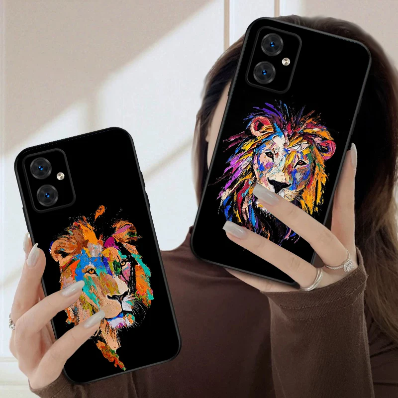 

Oil painting lion For Motorola Moto G 04 G05 14 15 24 34 35 54 55 75 84 85 Edge 40 50 Fusion 60 Fusion silicone soft phone case