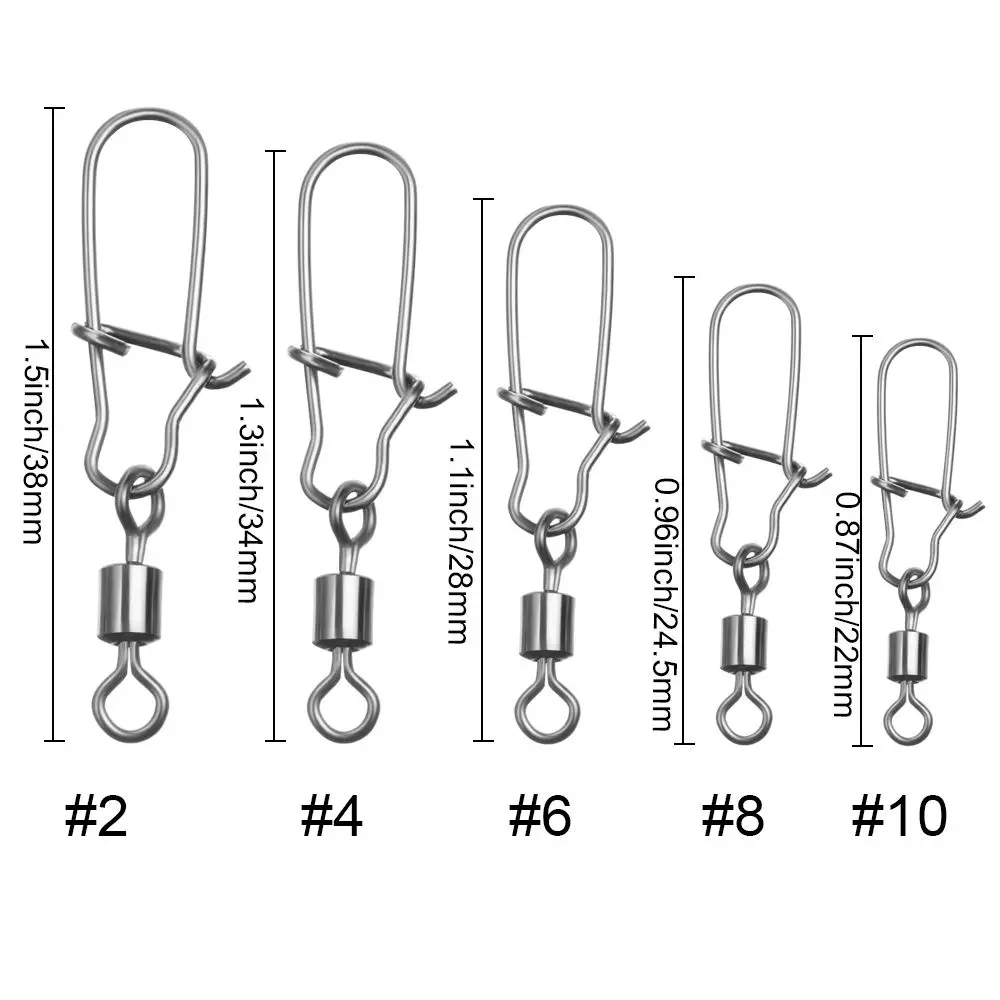 25 Stück Angel zubehör Acht-Ring-Stecker Edelstahl Snap Fishhook Wirbel Tackle für Haken Angeln