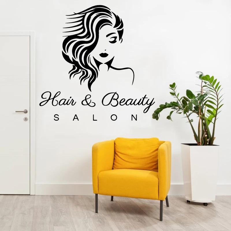 Стильная Виниловая наклейка для парикмахерской, украшение салона красоты, парикмахерской, съемная Настенная Наклейка MF48