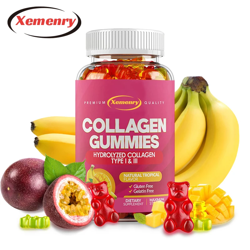 Collagen Gummies - for Hair, Skin, Nails & Joints - Hydrolyzed Collagen Type I & III