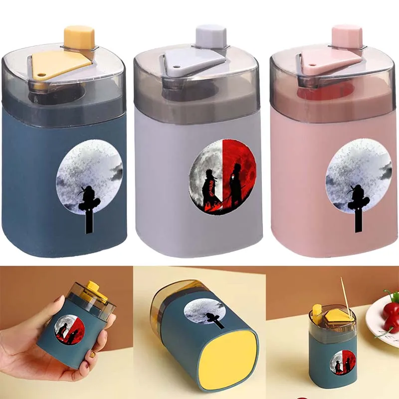 NARUTO-estuche para palillos de dientes emergente automático, soporte de palillos de dientes de plástico portátil para viajes al aire libre, cocina y restaurante, suministros nuevos