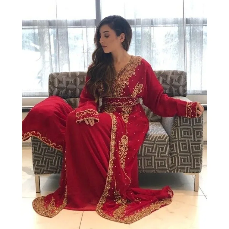 SALE Wedding Designer Caftan Hand Embroidered Gown Moroccan Dubai Party Wear