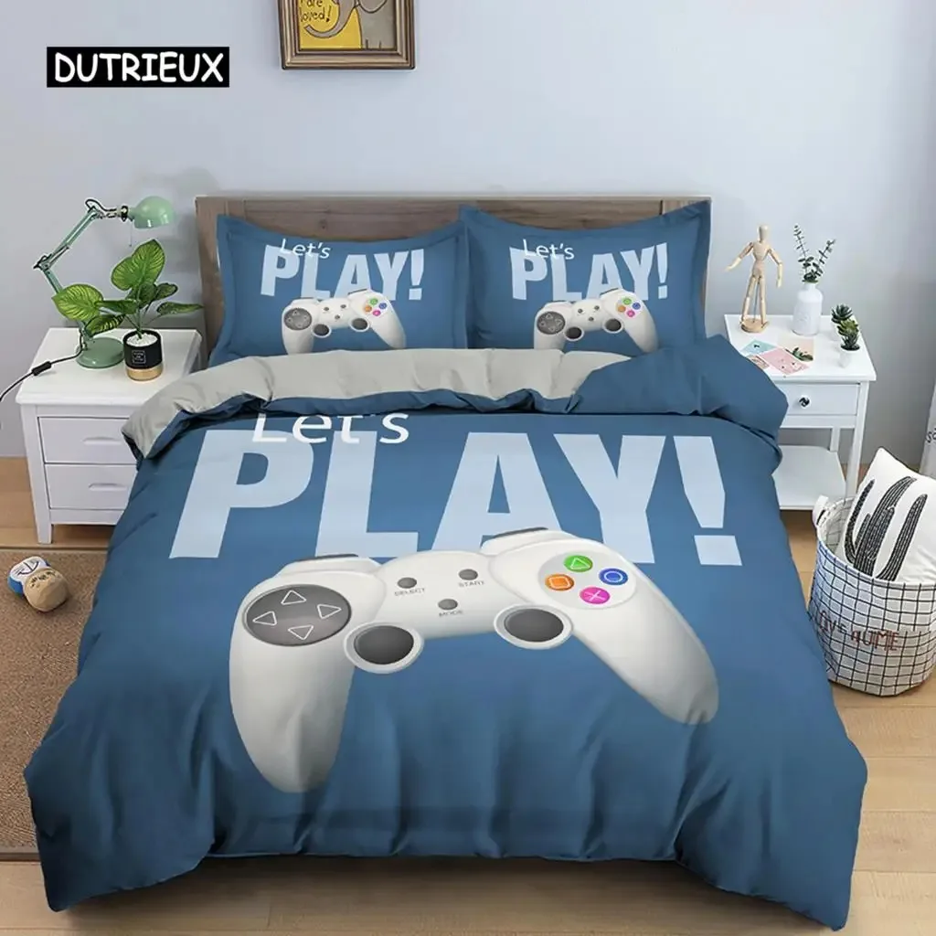 

Kids Teens Video Games Duvet Cover Set Boys Gamer Comforter Cover Gaming Controller Pattern Bedding Set Polyester Quilt Cover