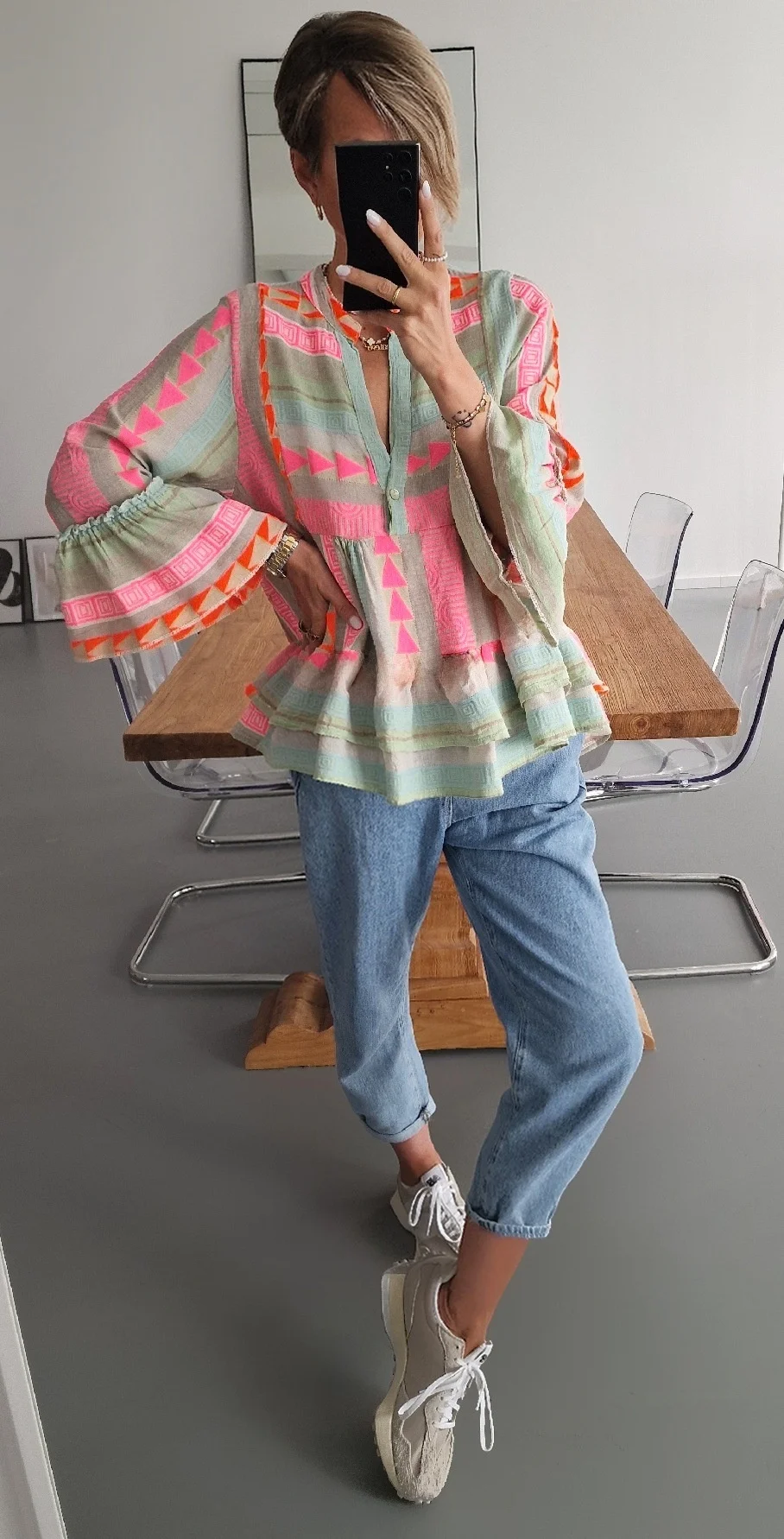 Herbst Slim Fit Long Sve Bedrucktes irt Damen Faion Ele Sle Casual Busin Bürokleidung