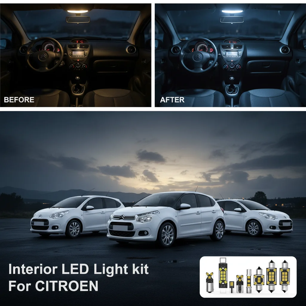 Kit de Luces LED Interiores para Automóvil, Color Blanco, Canbus, para CITROEN DS3, DS4, DS5, E-MEHARI, Evasion, Jumpy, Nemo, Saxo, Hatchback, MPV, 1995-2020