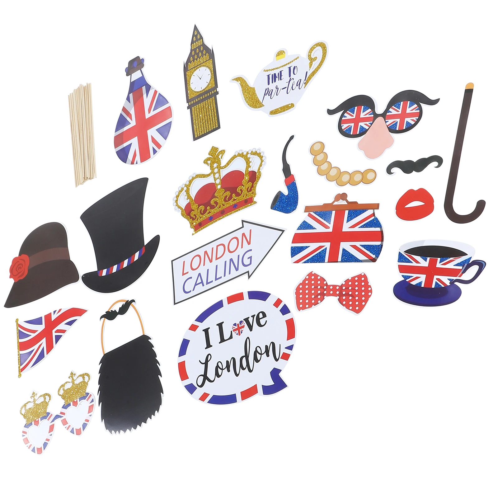 

20Pcs Uk British Photo Booth Props Funny Party Photo Supplies England Selfie Prop England Selfie Props Picture Taking Prop