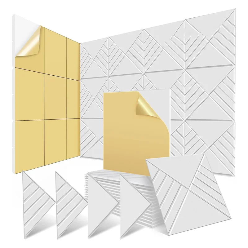 

YHOLI-12 Pack Self Adhesive Acoustic Panels 12X12X0.4Inch, Soundproof Wall Panels For Noise Absorbing White Durable