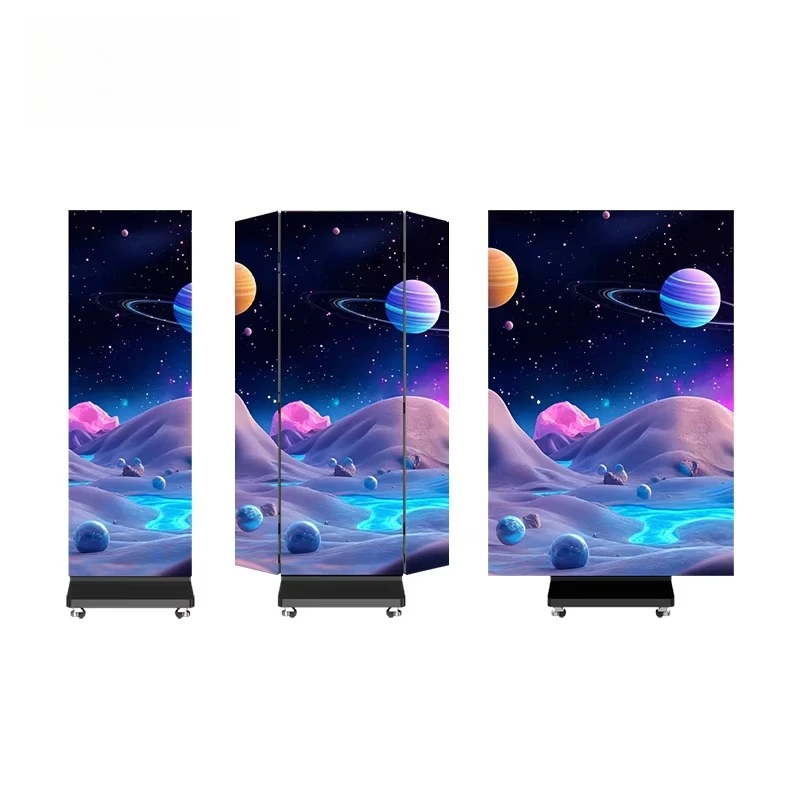 Premium Quality Indoor P2.5 HD 4K Double-sided Portable Tri-fold LED Poster Display Screen for Shopping Mall & Store Advertising