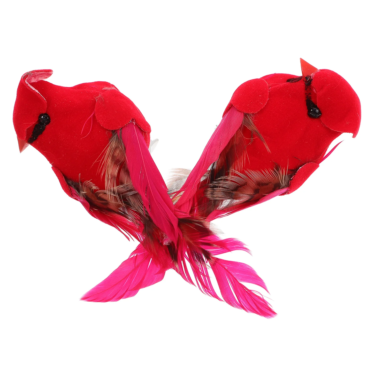 

2Pcs Red Bird Decoration Clip for Christmas Tree Artificial Vibrant Plume naments Home Office Event Simulated Birds Decor