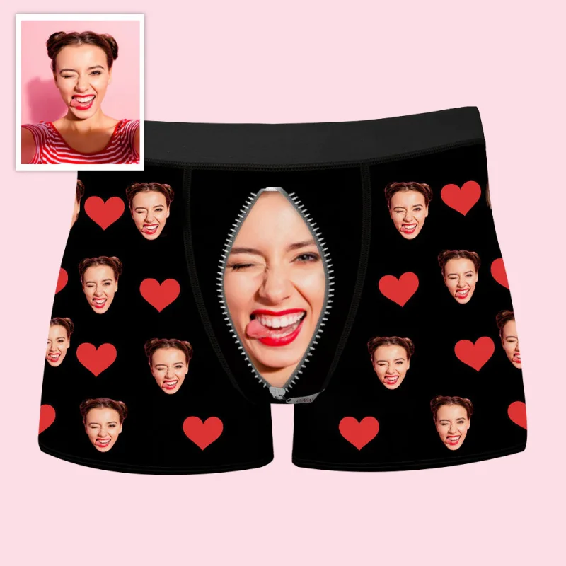 New 3D Face Portrait Printed Men's European and American Breathable Underwear Personalized Flat Pants Four Corners