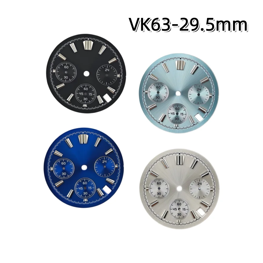 29,5mm für VK63 Zifferblatt ohne Logo Blaue Nachtbeleuchtung Kollektion Quarzwerk Gehäuse Modifikationsteile Zubehör