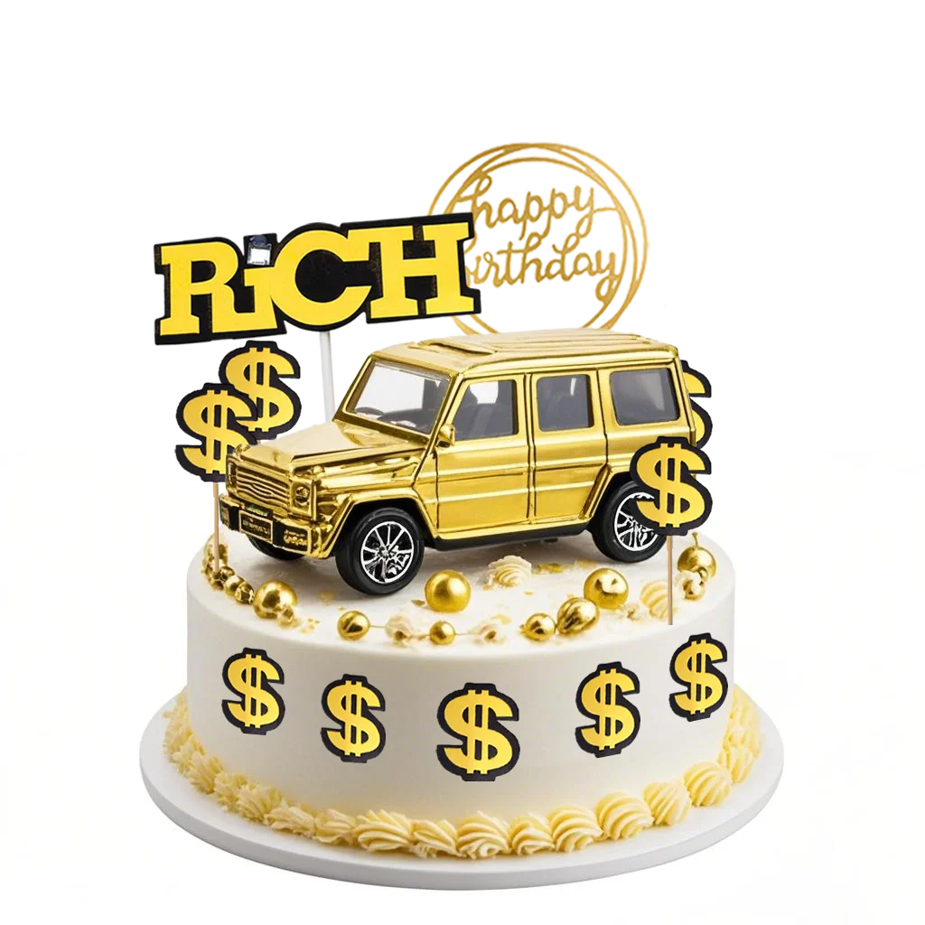Dollar Kuchen Topper Auto Figur Geld Kuchen Dekorationen Für Richman Geburtstag Party Liefert Reiche Geld Dollar Thema Party Dekore – Detail 5