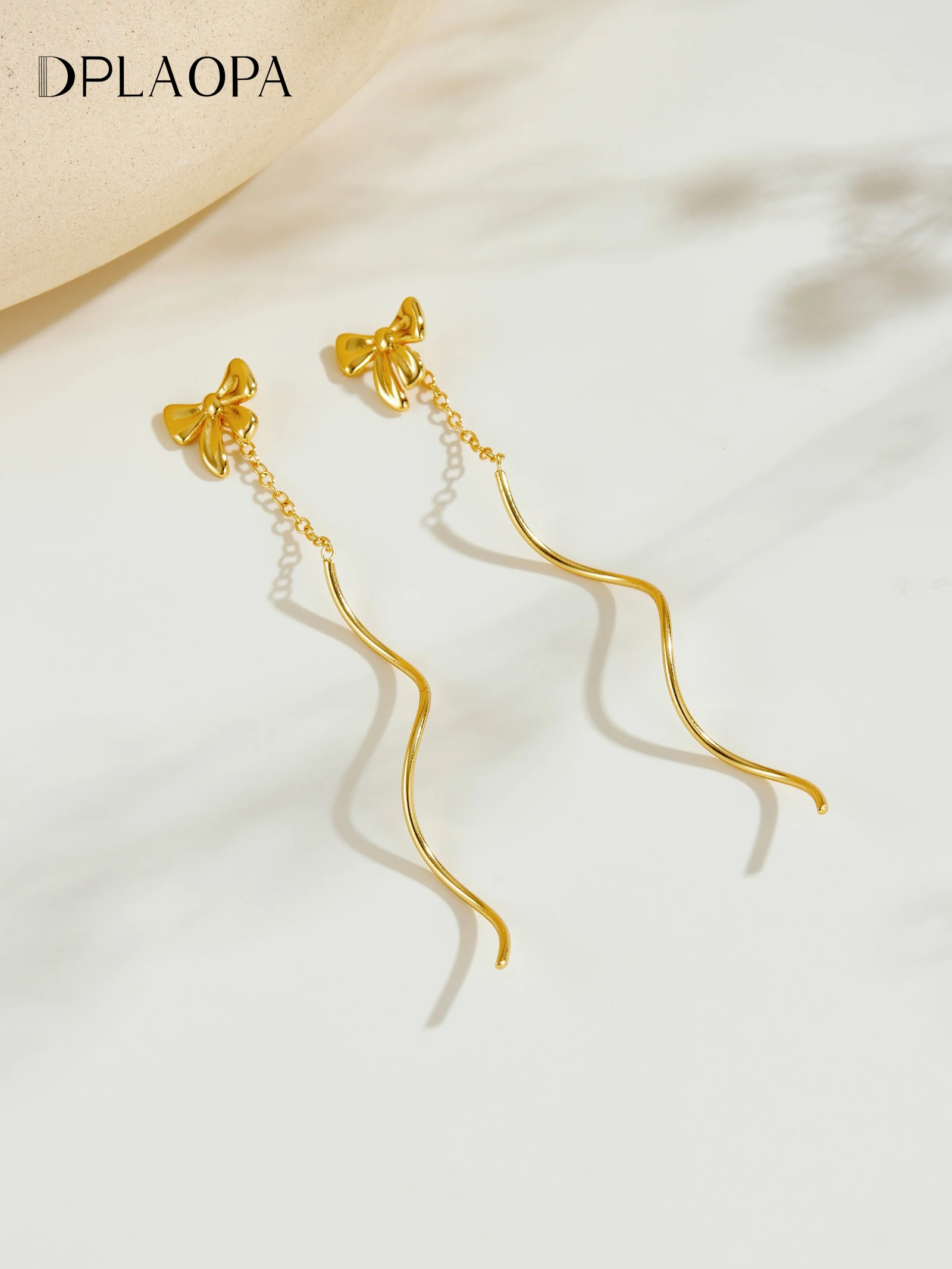 

DPLAOPA Women 925 Sterling Silver Butterfly Bow Shaped Plain Color Long Drop Earring Fine New Luxury Elegant Party Jewelry Gift