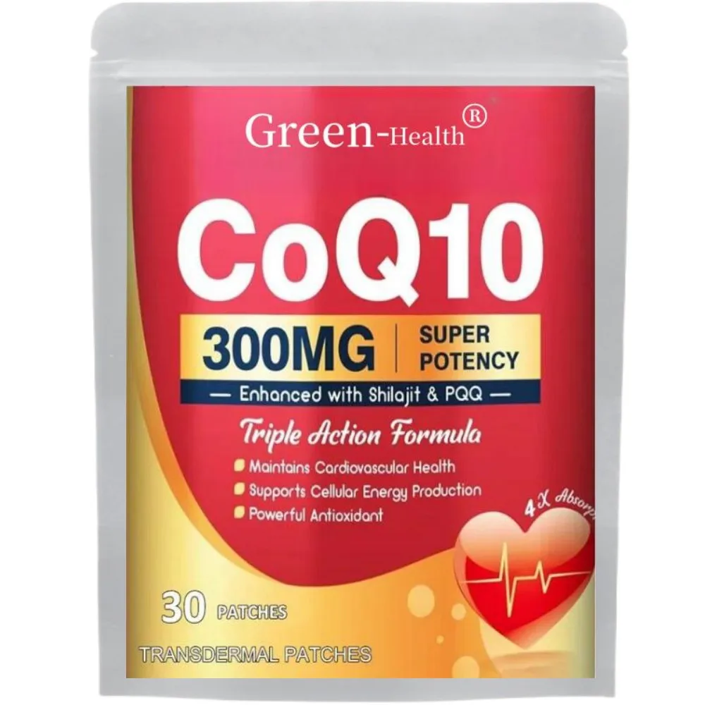 Coenzyme Q10 Transdermal Patches Powerful Antioxidant for Heart & Brain Health and Energy - 30 Patches One Month Supply