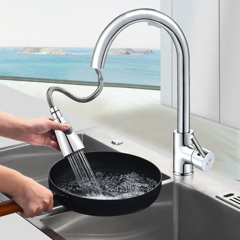 

Pull-out Kitchen Sink Faucet Single Hole Multifunction Hot and Cold Mixer Tap for Pure Water Midnight Stainless Steel Kitchen