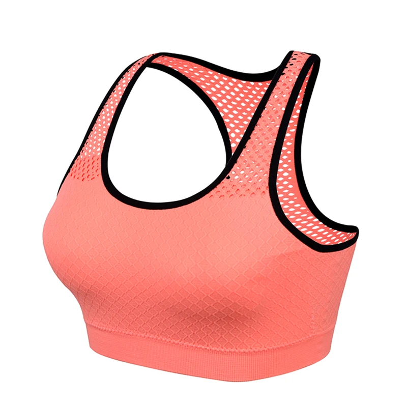 Mesh Sports Bra Hollow Out Sport Top Seamless Fitness Yoga Bras Women Gym Top Padded Running Vest Shockproof Push Up Crop Top