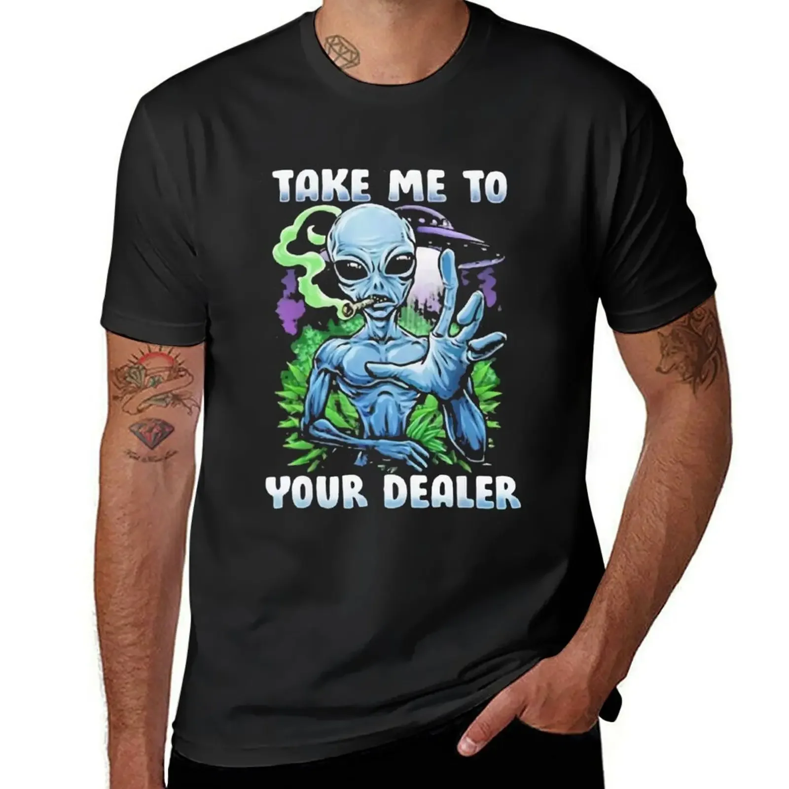 

Weed Alien take me to Your Dealer T-Shirt graphic shirts Blouse mens plain t shirts