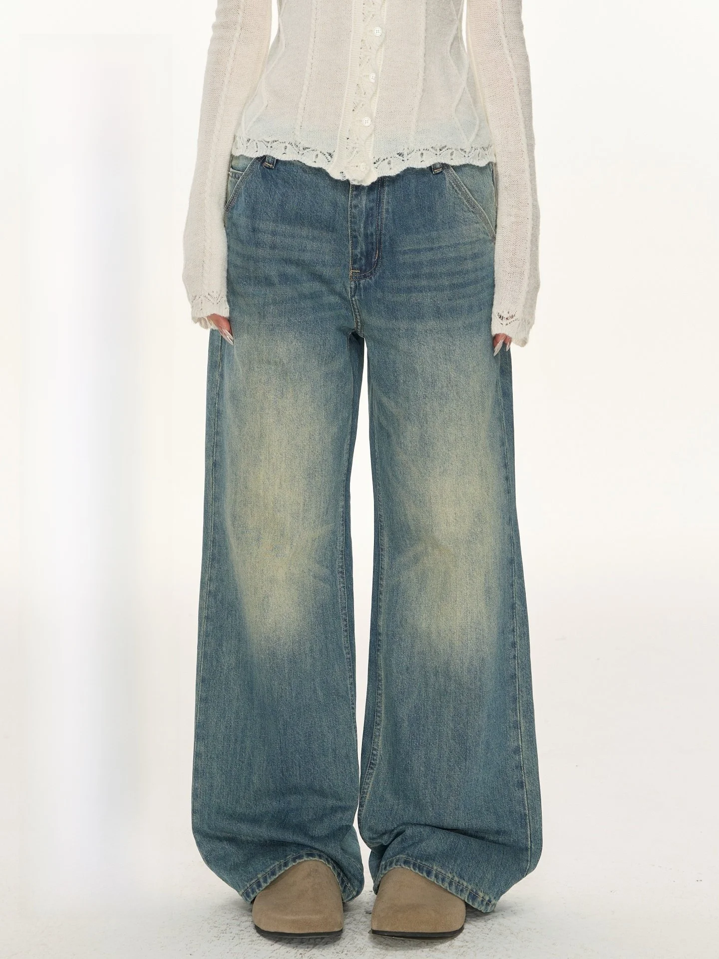 

Женские джинсы Nova B Vintage с высокой талией и широкими штанинами, свободные прямые длинные брюки, универсальные, новинка ранней весны, модные.