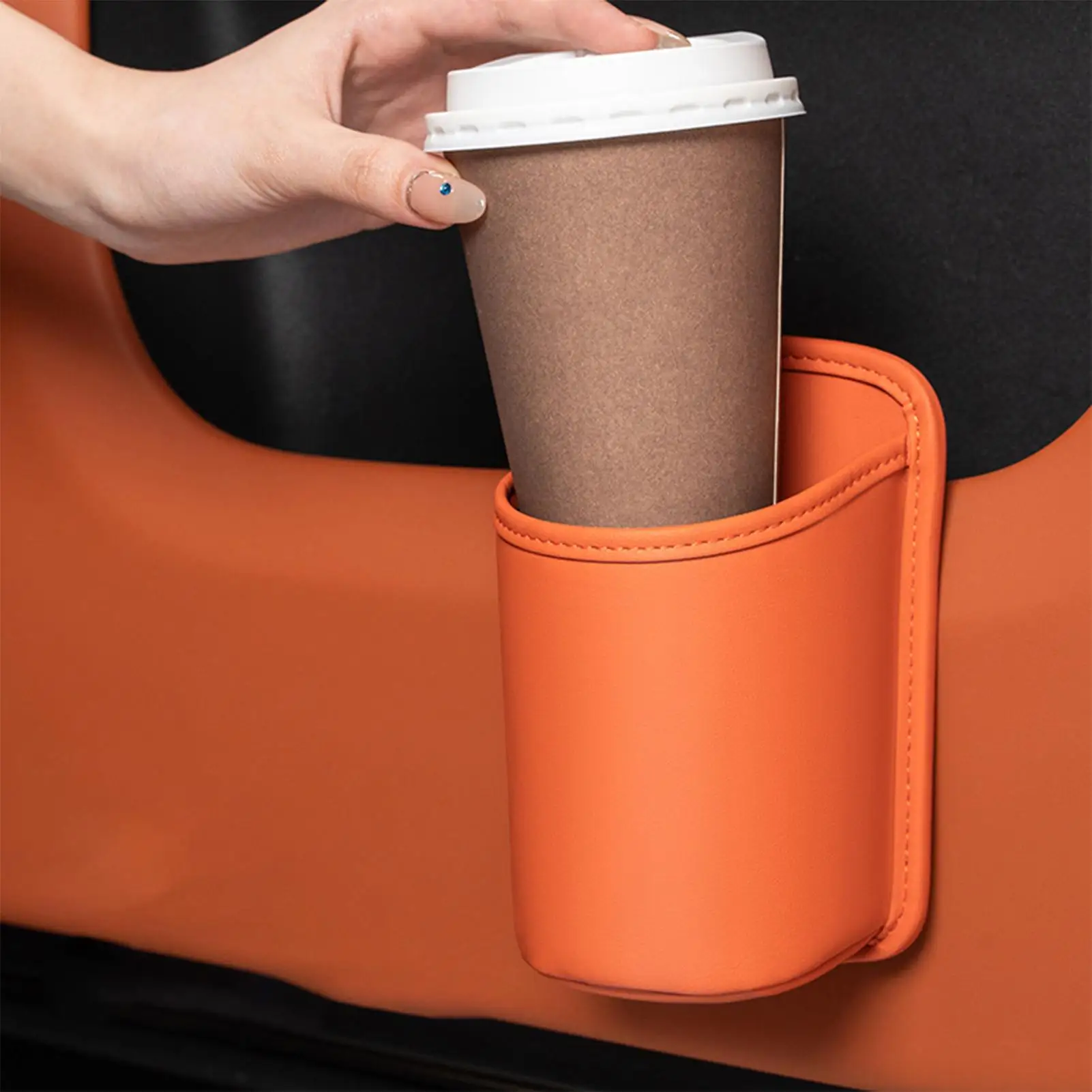 

new Leather Water Cup Storage Box By The Car Door And Multi-functional Beverage And Garbage Storage Box On The Back Of The Seat