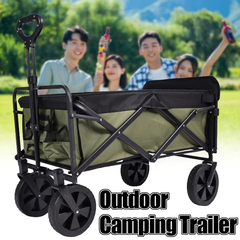 

Folding Shopping cart Outdoor Large Capacity Camping Wagon Cart Portable Trolley Handcart Picnic Beach Foldable Cart With Wheels