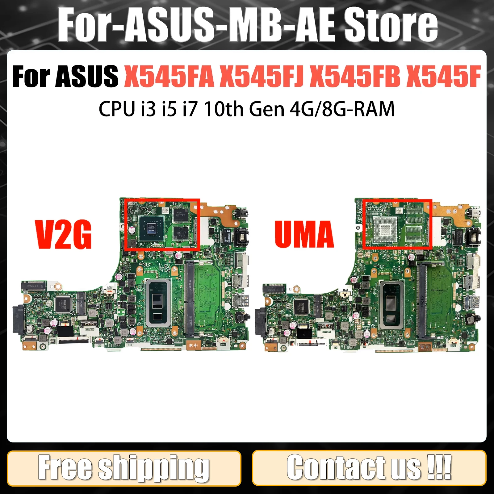 

X545F Mainboard For ASUS Vivobook 15 X545FA X545FJ X545FA X545FB Laptop Motherboard with i3 i5 i7 10th CPU 4GB 100% Tested