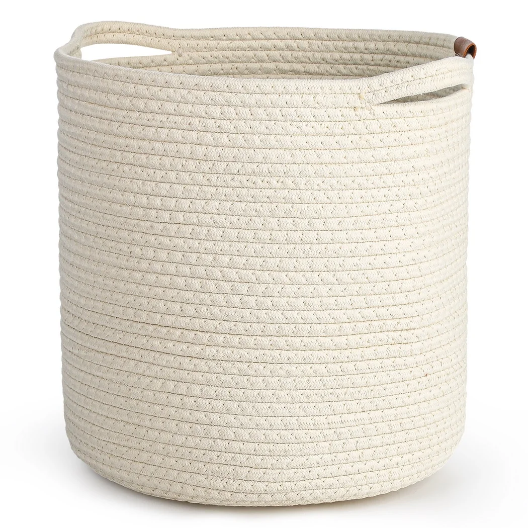 Cotton Rope Laundry Basket Large Cotton Rope Laundry Hamper Woven Basket With Handles Woven Basket For Blankets Pillows Towels