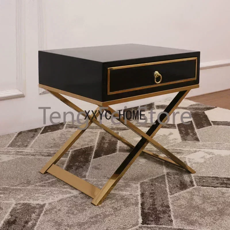 

European Style Nightstand Luxury Bedroom Living Room Side Table Nightstand Coffee Corner Tables De Nuit Home Furniture WK