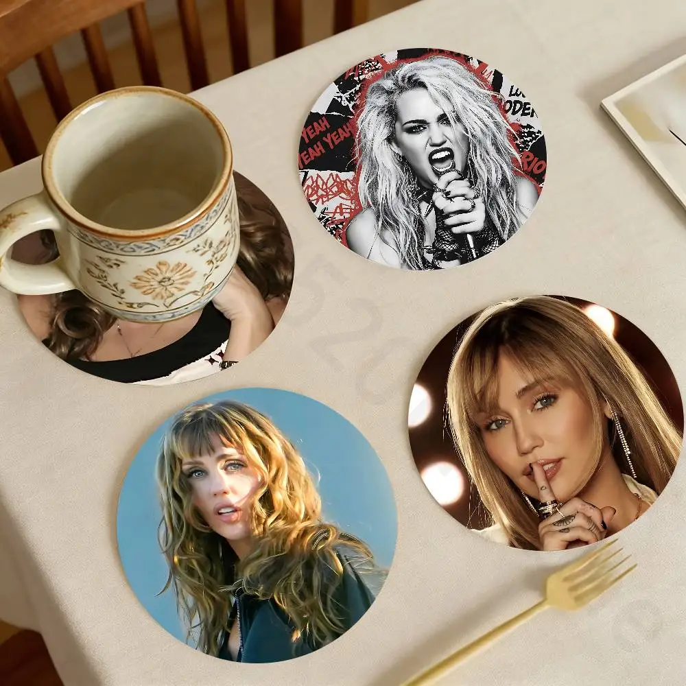 

M-Miley C-Cyrus Younger Wooden Theme Desktop Heat Mats Home Decor Coffee Mug Coasters For Office Restaurant