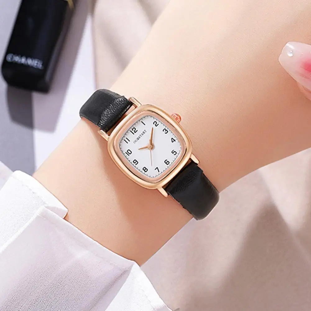 Ladies Quartz Watch Women Square Watch Elegant Square Dial Quartz Watch with Adjustable Faux Leather Strap for Commute for Wear