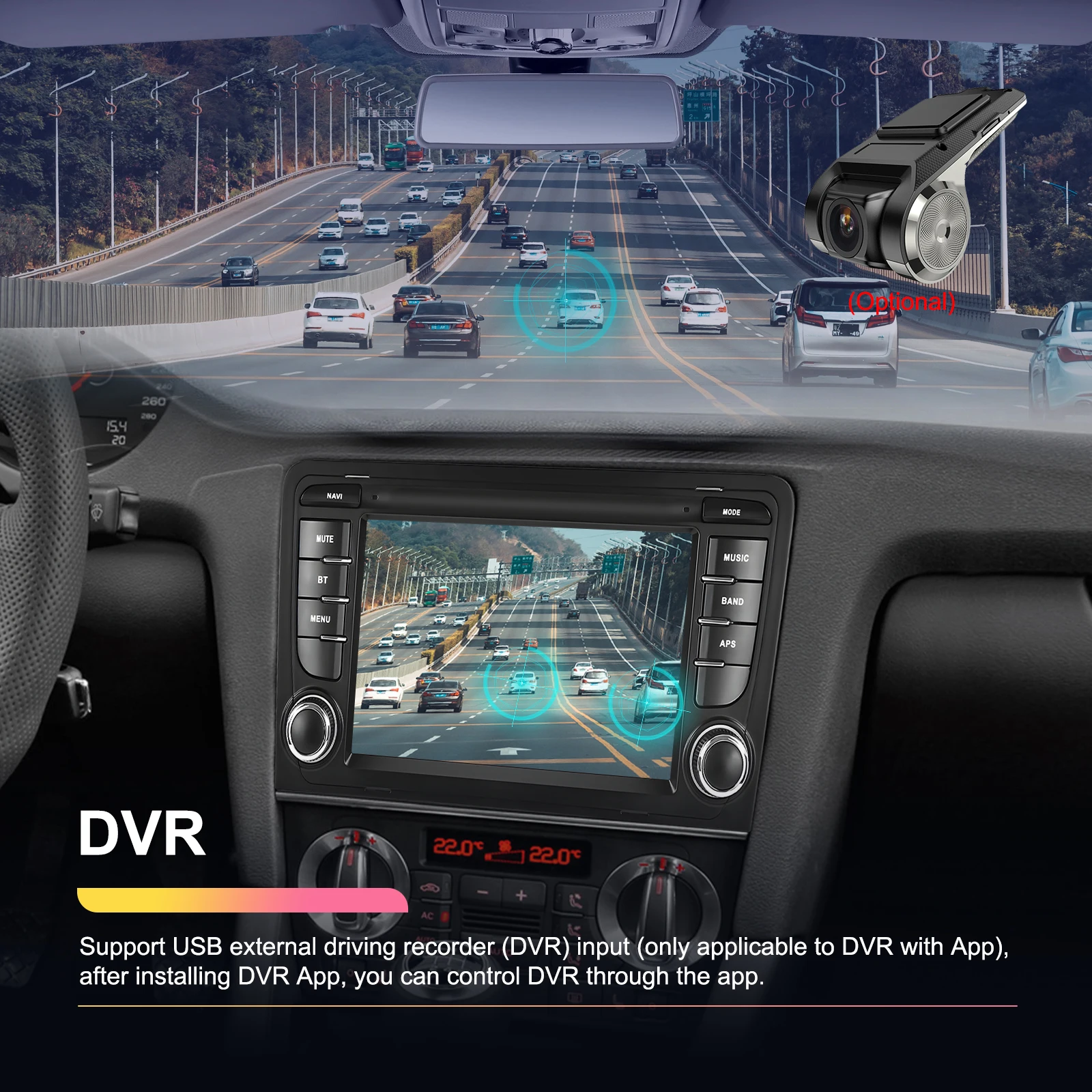 Podofo 2DIN 2+64G Autoradio für Audi A3 8P (2003-2012)/RS3 Sportback (2011-2012) Carplay Auto-Audio Android Auto GPS Mirror Link – Detail 12