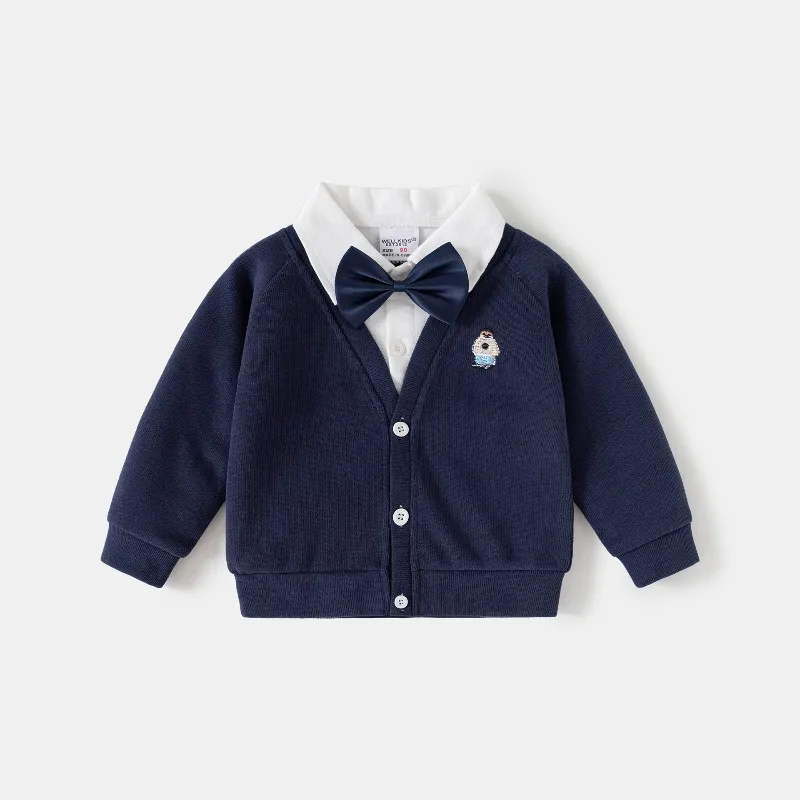 Toddler Boys Pretend Two Layer Shirt Sweatshirt Fall Campus Style Kids Top Boys Clothes
