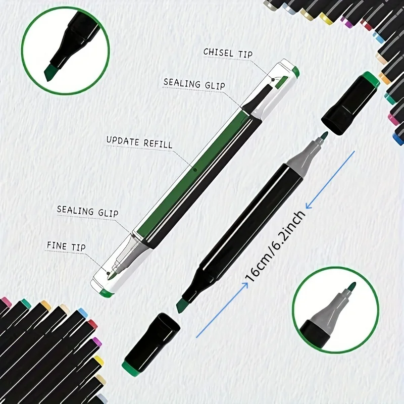 Professional Permanent Sketch Markers – Colored Dual-Head Set for Art Illustrations & School Supplies