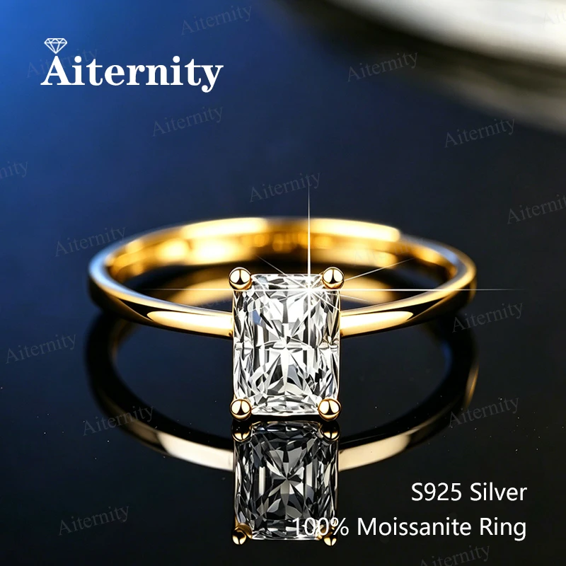 GRA-zertifizierte Radiant-Schliff Moissanit-Ringe, D-Farbe, VVS1-Klarheit, S925 Sterling Silber Halo-Ring für Hochzeiten, Partys und den täglichen Gebrauch. – Detail 16