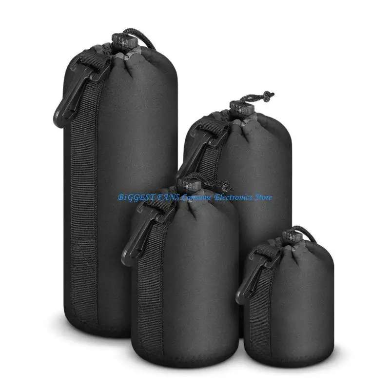 

F68B 4Pcs Waterproof Camera Case Drawstring Bag Vintage DSLR Camera Bag Soft Lens
