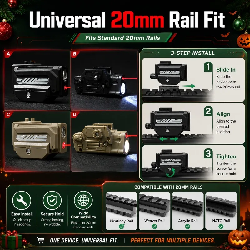 Enthusiast Under-Mount LED & Infrared Module 20MM Rail Bracket Hobby Collection Supply