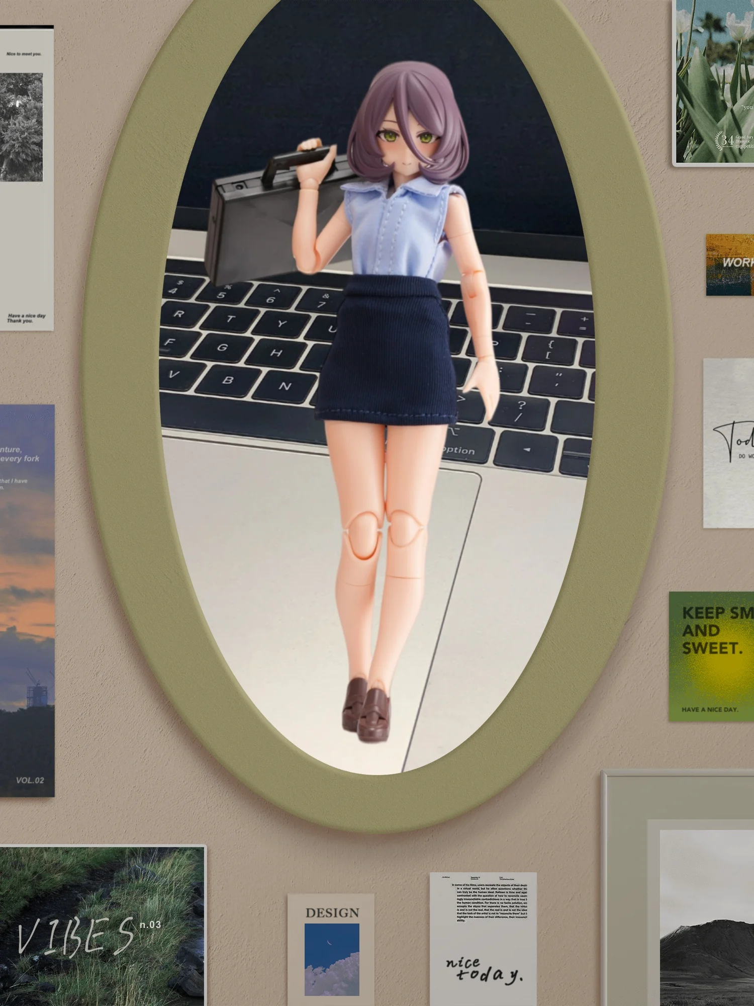 【Clothing Only】1/12 Scale Basic Versatile Shirt High Waist Short Skirt Set Fit 6inchs BD Goddess device Action Figure Body