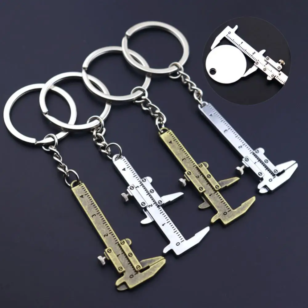 Mini Caliper Key Chain Alloy Real Vernier Caliper Keyring Portable Rulers Calipers Keychain Small Measuring Gauging Tools 0-40mm