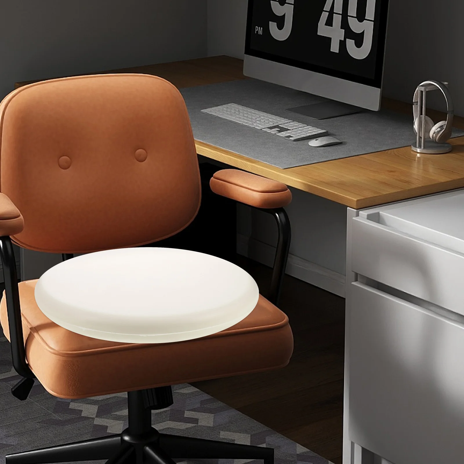 

Memory Foam Seat Cushion Round White For Office Chair Dining Kitchen Desk Use Chair Pad Indoor Seat Cushions