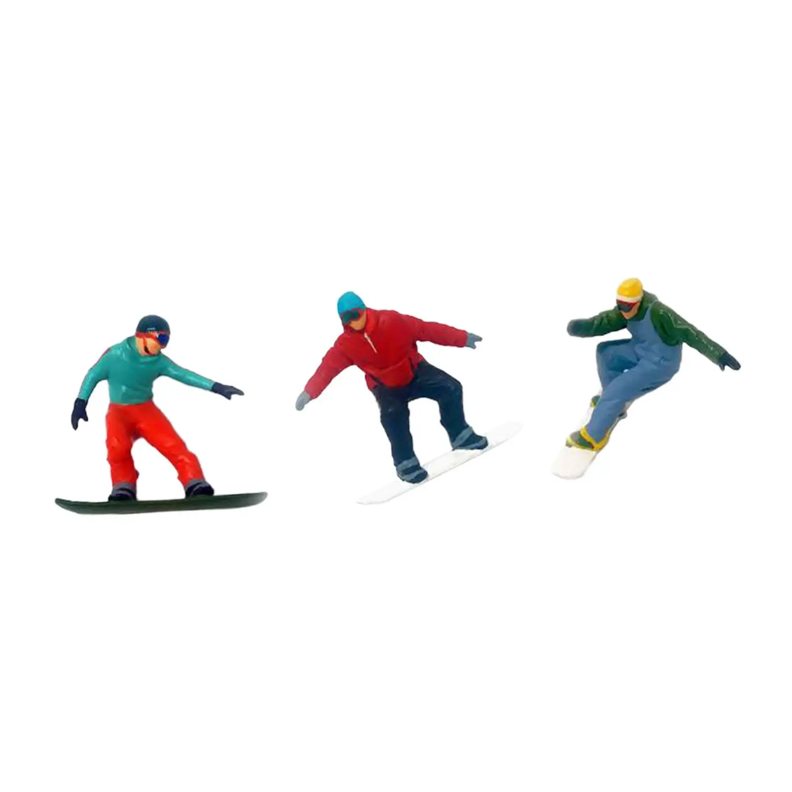 3Pcs 1/64 Scale Ski Figurines Miniature People Model for Doll House Decoration Collections Model Trains DIY Projects Photo Props