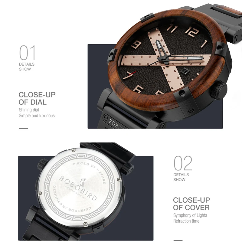 BOBO BIRD Nam Dây Cao Cấp Hàng Đầu Thương Hiệu Kinh Doanh Thạch Anh Nam Không Thấm Nước Chronograph Đồng Hồ Đeo Tay Nam Đồng Hồ Relogio Masculino Tùy Chỉnh