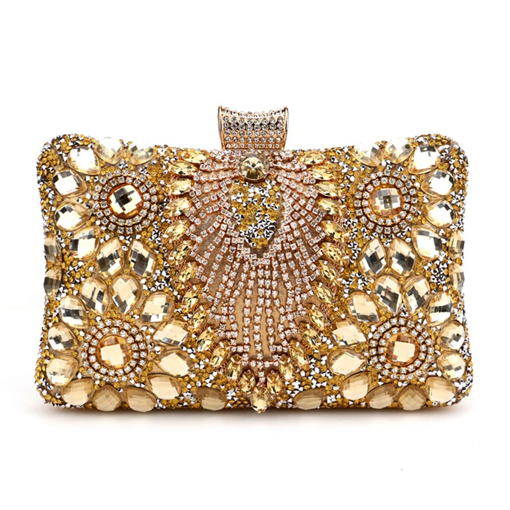 Women Wedding Party Clutch Rhinestones Shinny Crossbody Bag Glitter Evening Bags for Parties Wedding Clubs