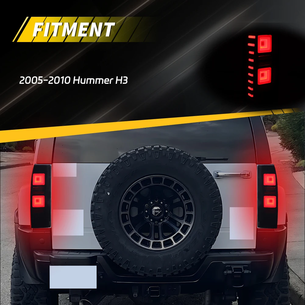 2Pcs Rear Bumper Brake Light Backup Reverse Light Tail Light Turn Signal Light W/LED For 2006 2007 2008 2009 2010 Hummer H3