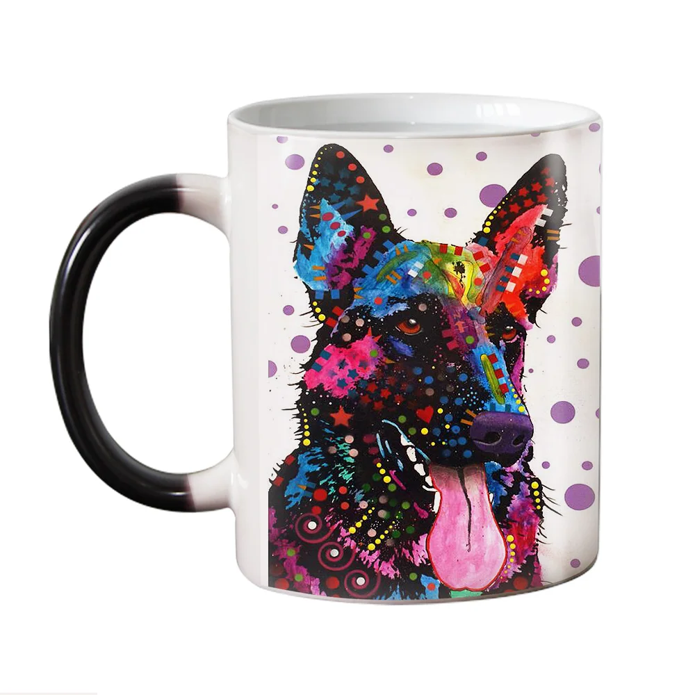 Funny Pop Dogs Heat Reveal Coffee Mug, Ceramic Color Changing Tea Cup, Magic Beer Mugs, Birthday Gift, 330ml, New Design