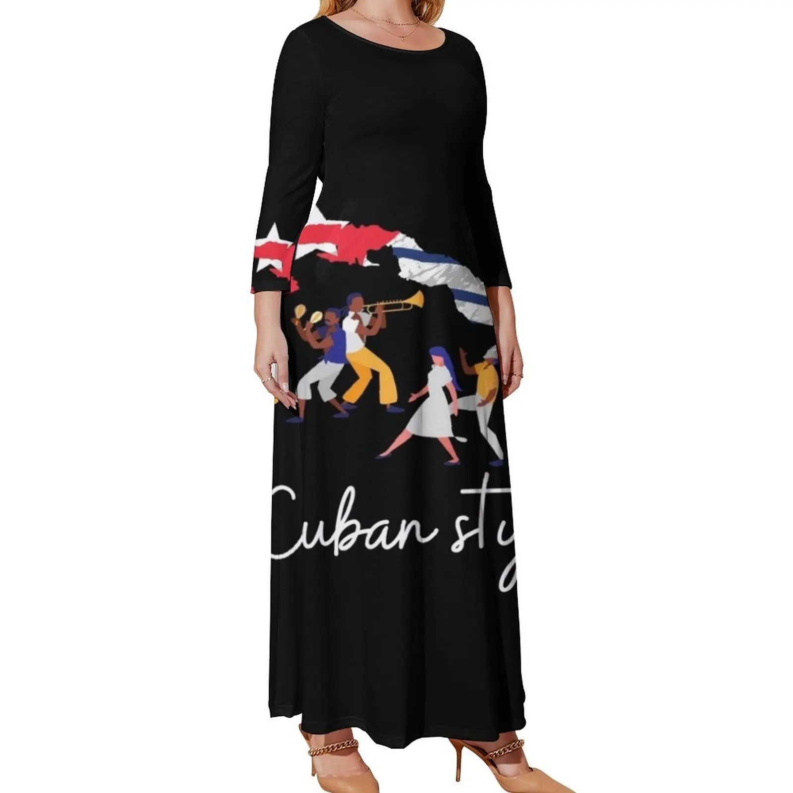 

Guayabera, платье в Кубинском стиле с длинным рукавом, сексуальное платье для женщин, женская одежда